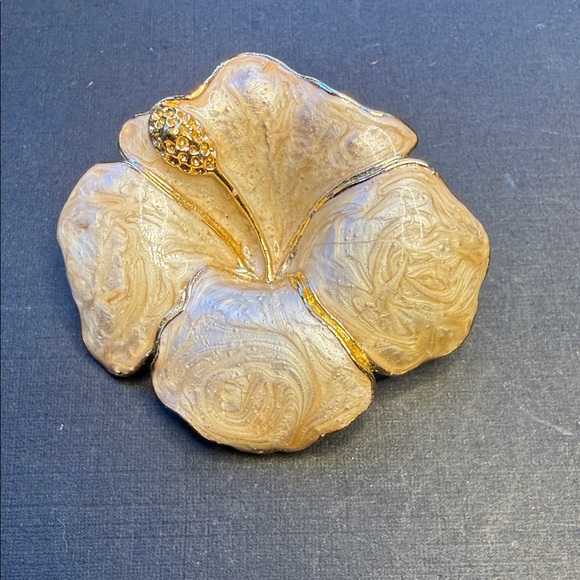 Bhanuni By Jyoti Jewelry - Elegant Gold Hibiscus Floral Brooch by Jyoti